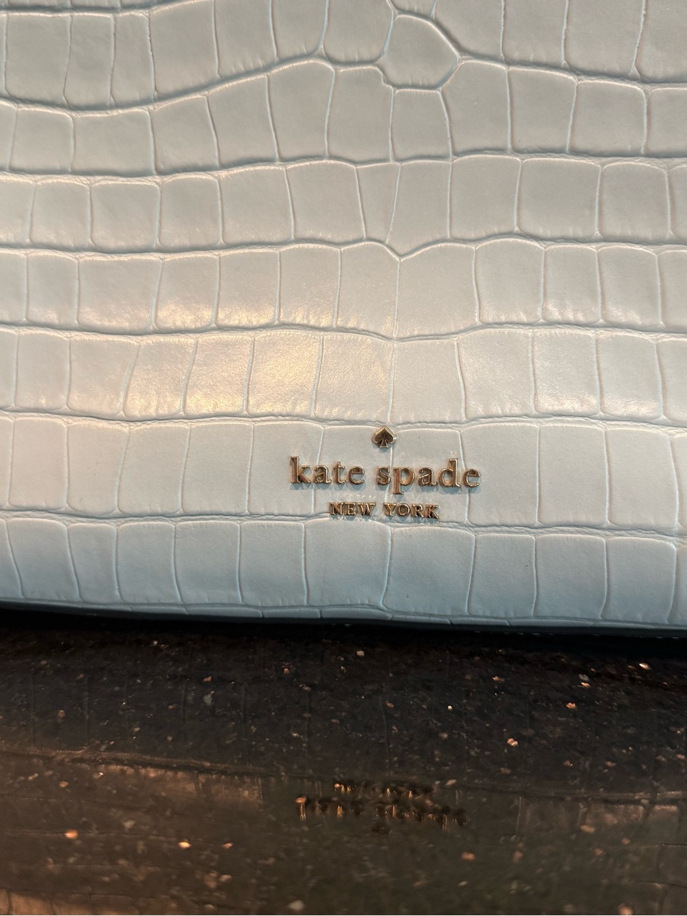 kate spade Light Blue Croc-Embossed Crossbody Bag with Gold Hardware - Picture 4 of 10